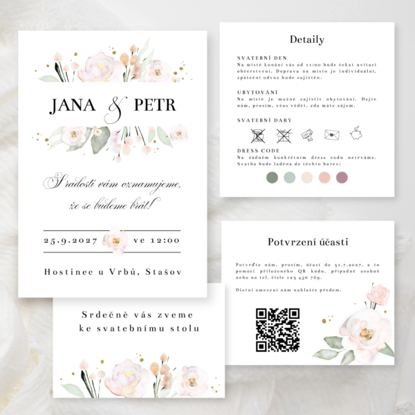 Pudrové růže (var. 1) - komplet