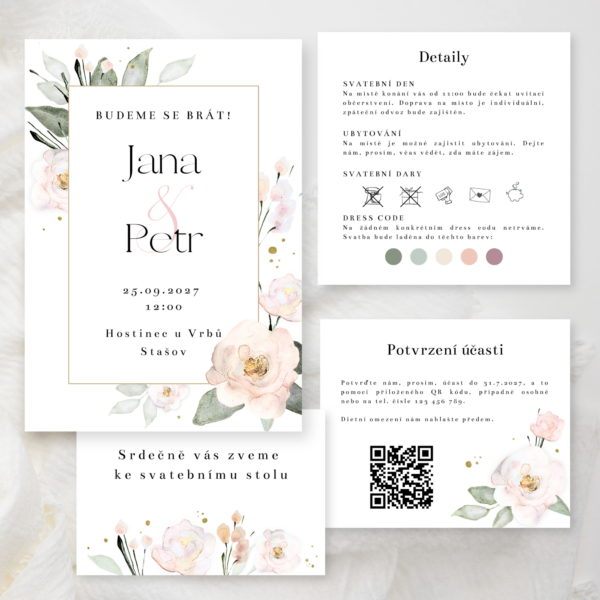 Pudrové růže (var. 3) - komplet