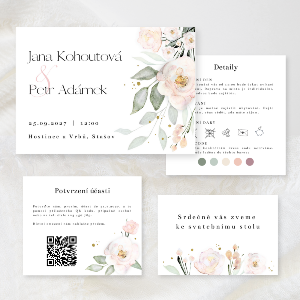 Pudrové růže (var. 4) - komplet